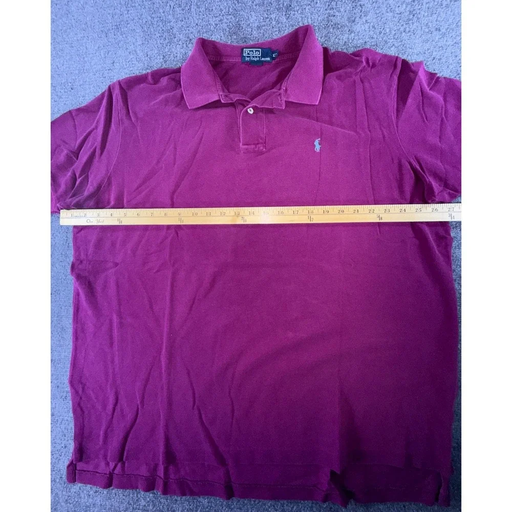 Polo Ralph Lauren Mens XXL Magenta Purple Short Sleeve Pique Polo Blue Pony